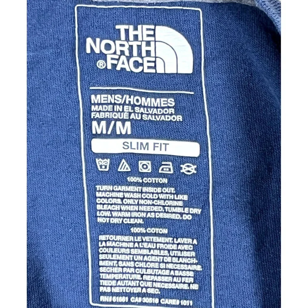the‎ North Face Mens Slim Fit Blue 100% Cotton T-Shirt Size Medium